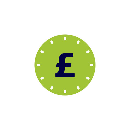 icon vector concept of basic or regular pound sterling coin with green circle. Can used for social media, website, web, poster, mobile appsのイラスト素材