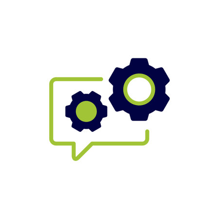 icon vector concept of comments and metaphor gears from edit or setting in response or feedback. Can used for social media, website, web, poster, mobile appsのイラスト素材