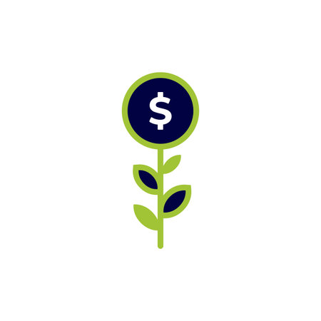 icon vector concept of Dollars on plants that grow metaphor for investment and savings deposits that bring profit. Can used for social media, website, web, poster, mobile appsのイラスト素材