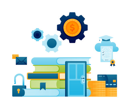 illustration of doorway for problem of educational costs with achievement scholarshipsのイラスト素材