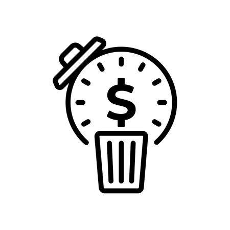 line icon vector of trash can for money or investmentのイラスト素材