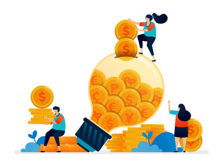 illustration of ideas for financial literacy by saving and investingのイラスト素材