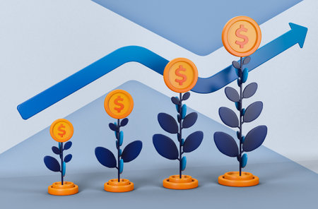 3d rendering illustration of investment and financial management. Can be used for banking, financial...
