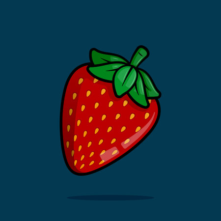 Charming Line Cartoon Illustration of Whole Healthy Strawberries Ideal for Fresh Produce and Culinary Artworkのイラスト素材