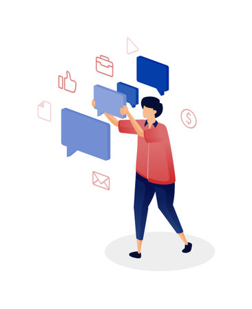 leave feedback dan comment. Can be used for start up, mobile app, landing page, animation, banner, website, posterのイラスト素材