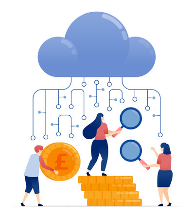 Cloud services connected with global financial systemsのイラスト素材