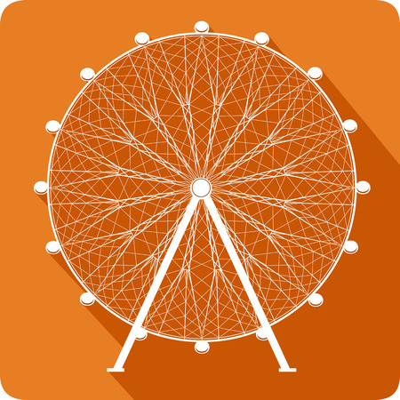 Ferris wheel on orange background, vector illustrationのイラスト素材