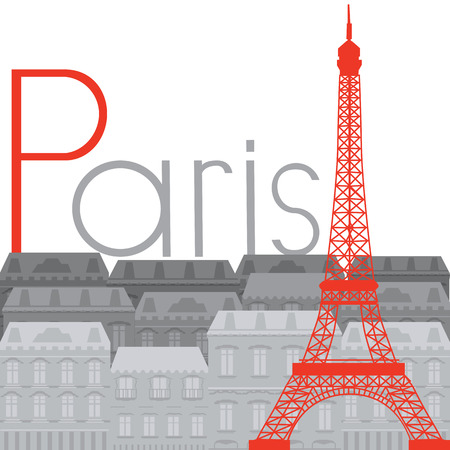 Eiffel Tower on the background of the city, vector illustrationのイラスト素材