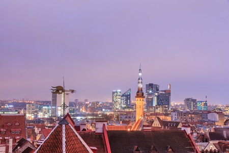 aerial view of the old and modern city, Tallinn Estonia