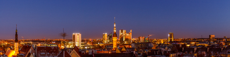 night view of the street, Tallinn Estoniaの写真素材