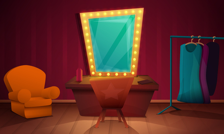 dressing room artist with furniture and a mirror, vector illustrationのイラスト素材