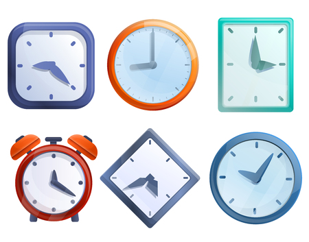 set of cartoon clock icons, vector illustrationのイラスト素材