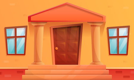 cartoon porch of the house with a door, vector illustrationのイラスト素材