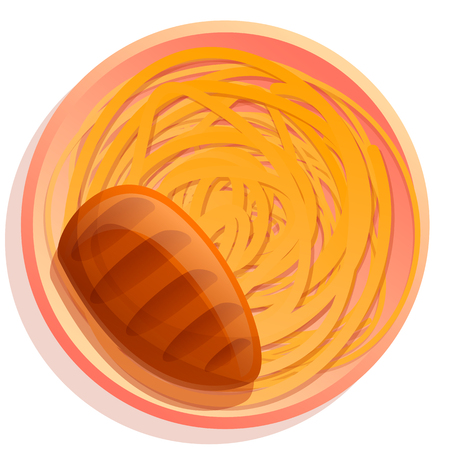 cartoon plate with pasta, vector illustrationのイラスト素材