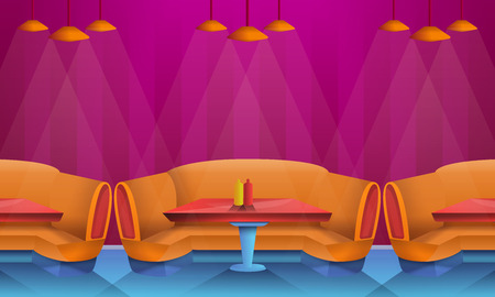 cartoon cafe interior with sofas, vector illustrationのイラスト素材