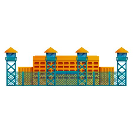 prison building icon isolated on white background, vector illustrationのイラスト素材