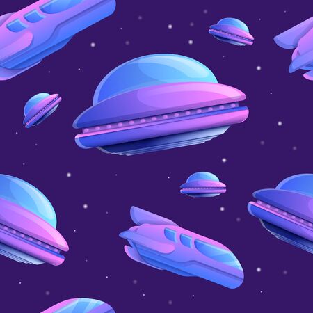 seamless texture of space ships in space, vector illustrationのイラスト素材