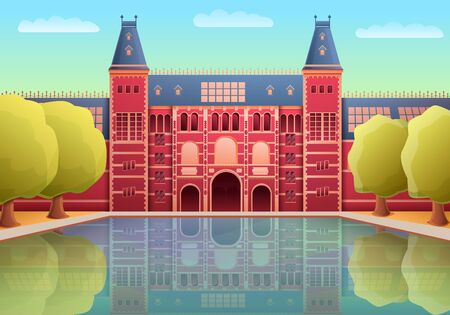 cartoon rijksmuseum landmark of amsterdam, vector illustrationのイラスト素材