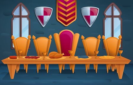luxury royal feast in the throne room, vector illustrationのイラスト素材