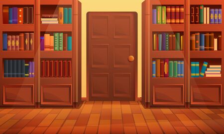 cartoon library interior, vector illustrationのイラスト素材