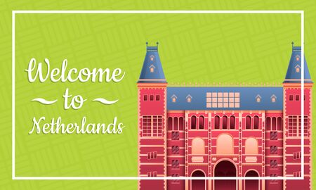 cartoon greeting card to the netherlands, vector illustrationのイラスト素材