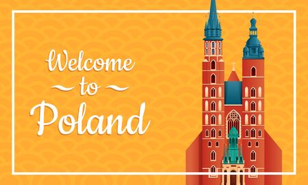 Cartoon greeting card to Poland, vector illustrationのイラスト素材