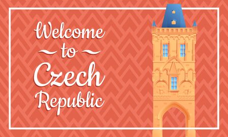 Cartoon greeting card to the Czech Republic, vector illustrationのイラスト素材