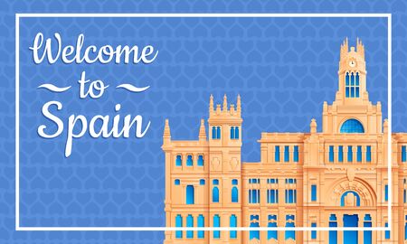 Cartoon card welcome to spain, vector illustrationのイラスト素材