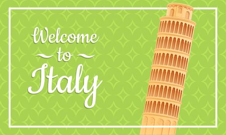 Cartoon card welcome to Italy, vector illustrationのイラスト素材