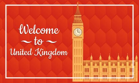 greeting card to uk with big ben icon, vector illustrationのイラスト素材