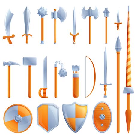 cartoon set of old weapons, vector illustrationのイラスト素材