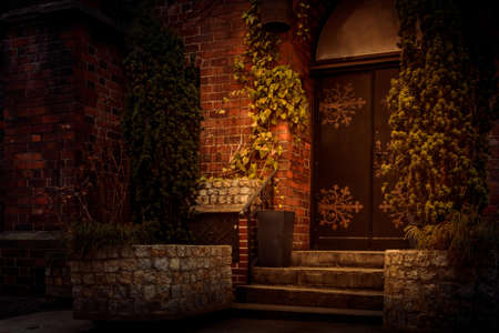 beautiful old street and door in poland wroclawの写真素材