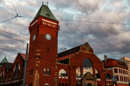 beautiful old building in wroclaw city in poland in springの写真素材