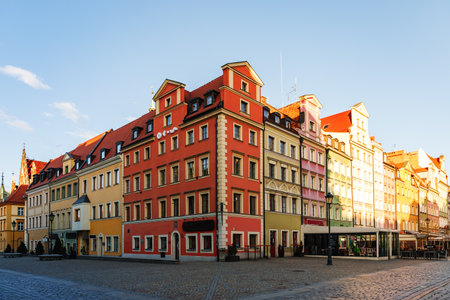 morning view of the sights of the city of wroclaw in poland in springの写真素材