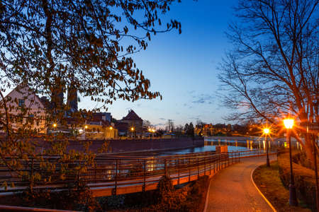 morning view of the sights of the city of wroclaw in poland in springの写真素材