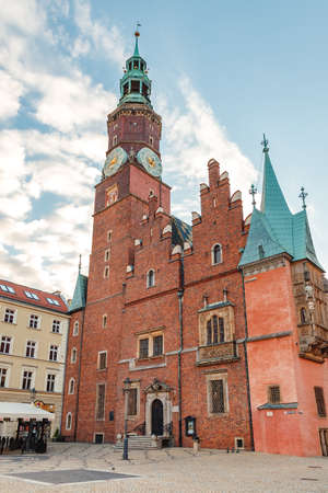 morning view of the sights of the city of wroclaw in poland in springの写真素材