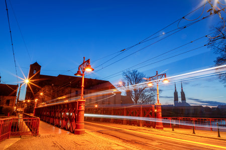 morning view of the sights of the city of wroclaw in poland in springの写真素材