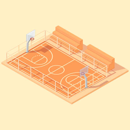isometric basketball court with seats, vector illustrationのイラスト素材