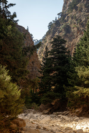 sunrise in the mountains on the island of crete greeceの写真素材