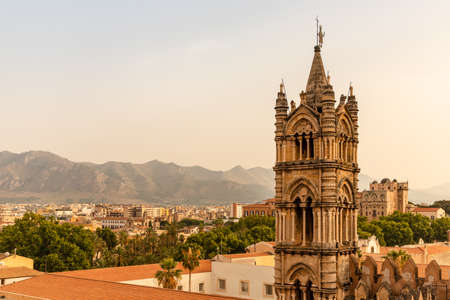 panorama of the city of palermo sicily italy in summerの写真素材