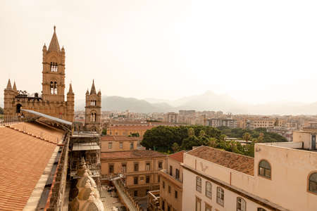 panorama of the city of palermo sicily italy in summerの写真素材