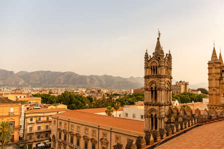 panorama of the city of palermo sicily italy in summerの写真素材