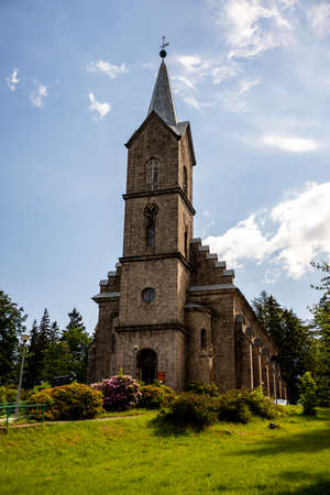 catholic ancient church in polish villageの写真素材
