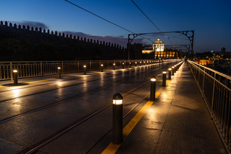 bridge over the douro river in the city of porto in autumn in portugalの写真素材
