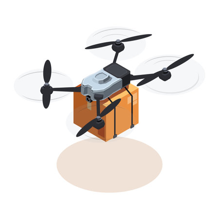 isometric drone delivery of goods, vector illustrationのイラスト素材
