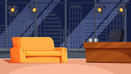 cartoon studio for talk show, vector illustrationのイラスト素材