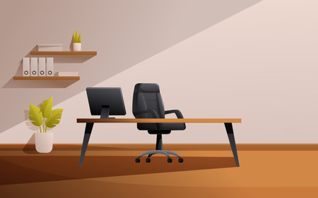 cartoon interior of director's office, vector illustrationのイラスト素材