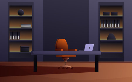cartoon interior of director's office, vector illustrationのイラスト素材
