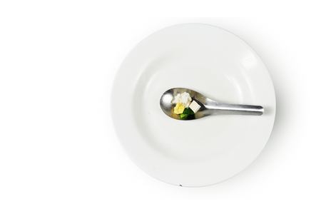 modicum food on spoon, Concept of food shortage, poorの写真素材