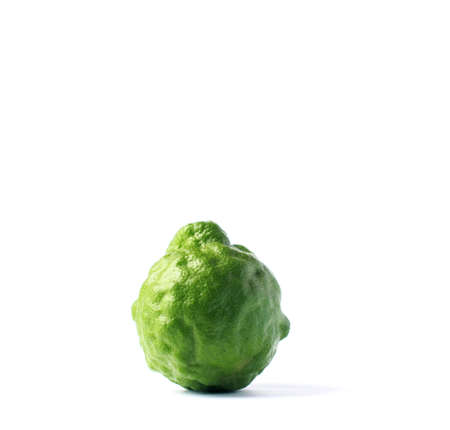 Fresh Green Bergamot fruit isolated on white background.の写真素材